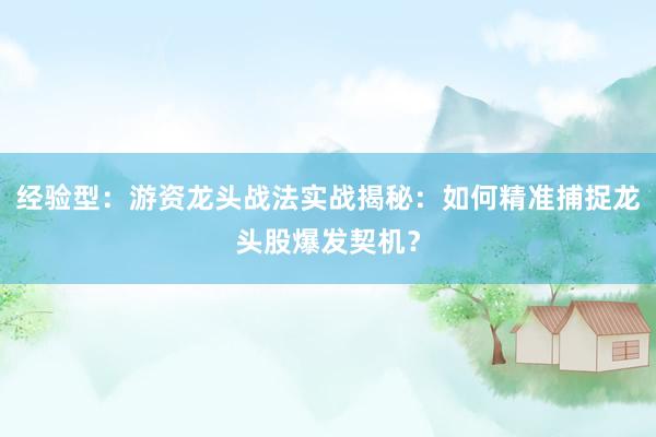 经验型：游资龙头战法实战揭秘：如何精准捕捉龙头股爆发契机？