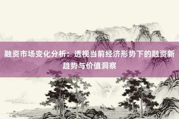 融资市场变化分析：透视当前经济形势下的融资新趋势与价值洞察