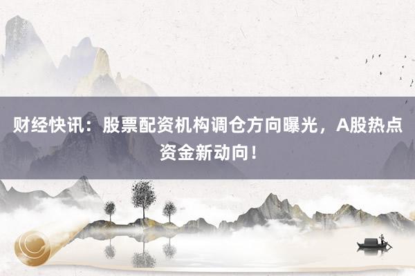 财经快讯：股票配资机构调仓方向曝光，A股热点资金新动向！